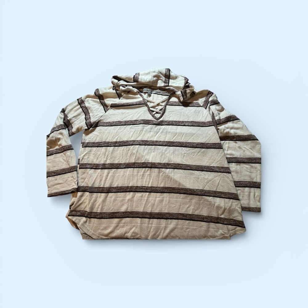 Absolutely Famous Beige and Brown Striped Hoodie